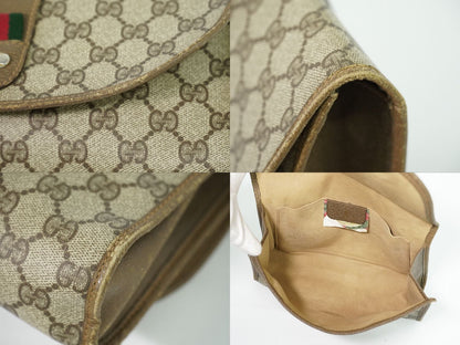 Gucci Vintage Sherry Line GG Supreme Clutch Beige — view 8