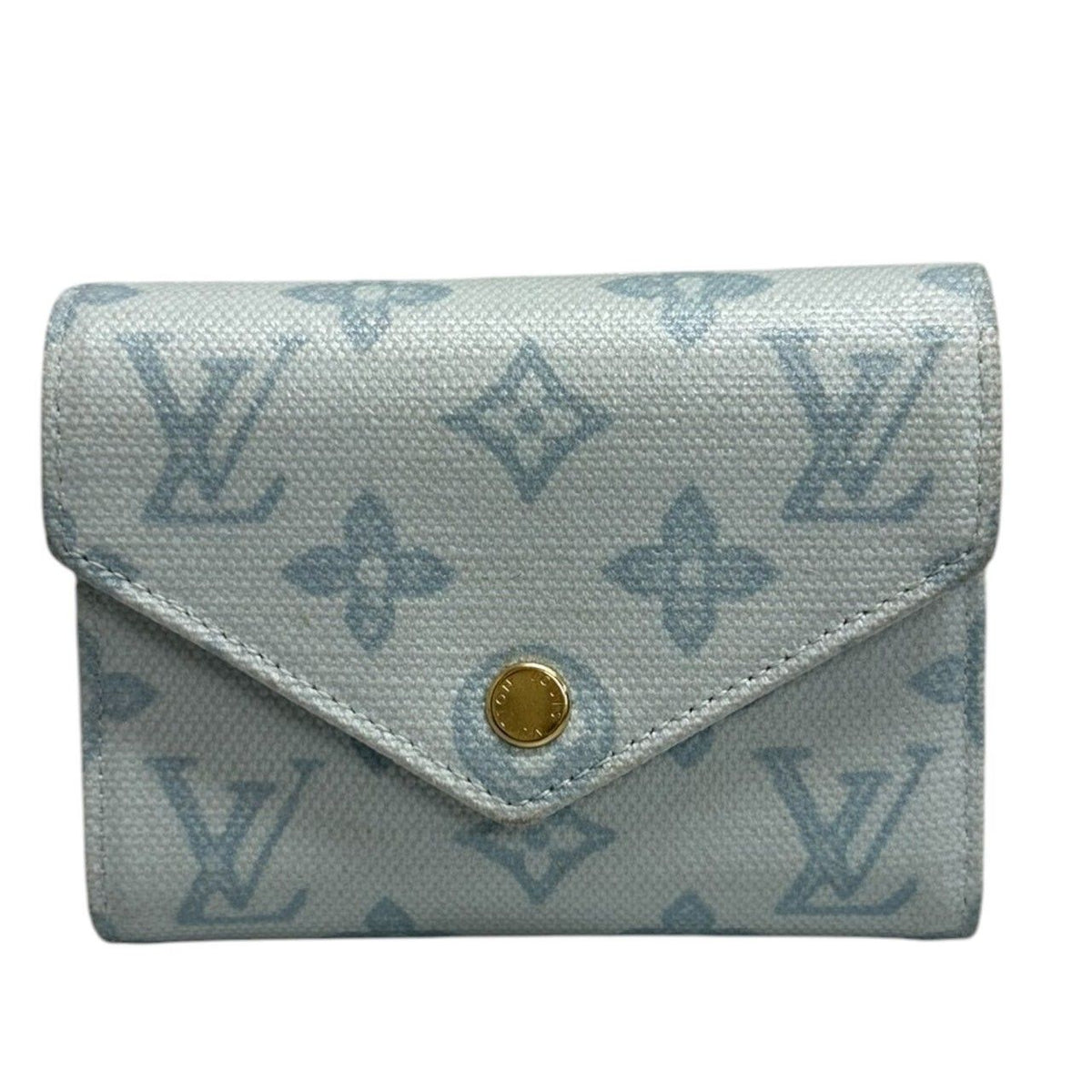 Louis Vuitton Monogram Blue Gold Canvas Leather Trifold Wallet