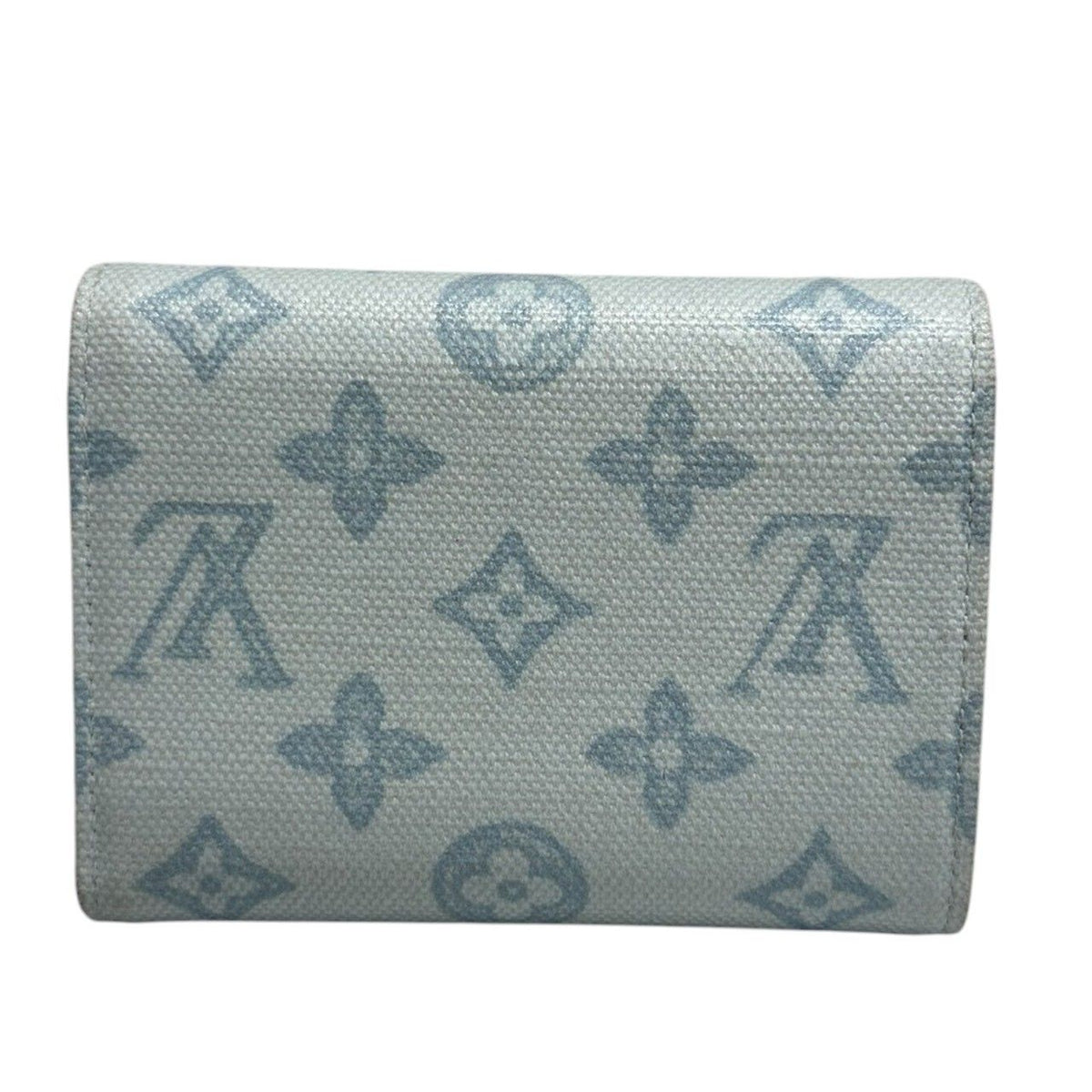 Louis Vuitton Monogram Blue Gold Canvas Leather Trifold Wallet — view 2