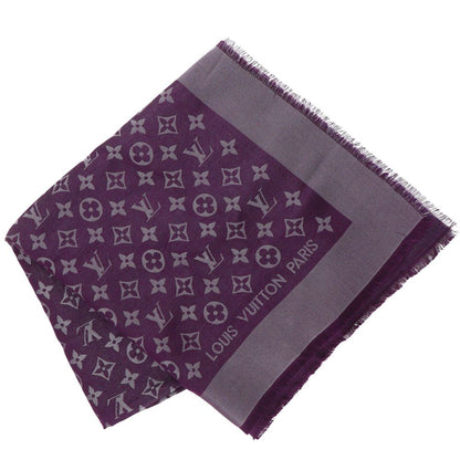 Louis Vuitton Monogram Shine Silk Purple Shawl Scarf