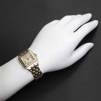 Cartier Panthere MM 2 Row Date Boys Watch Ivory YG Quartz — view 3