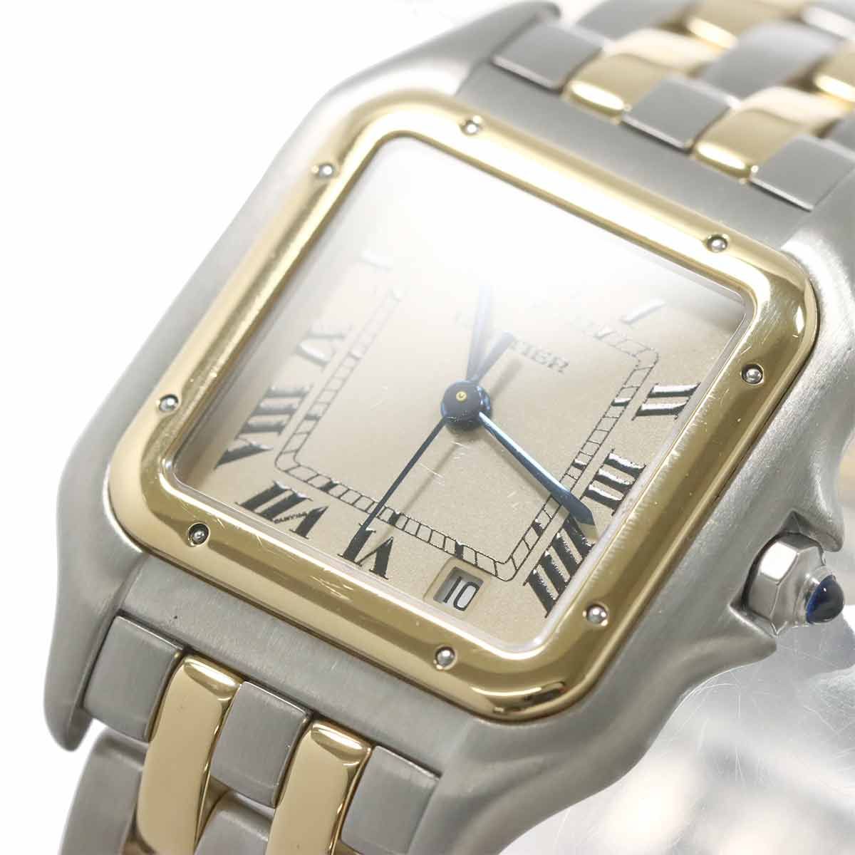 Cartier Panthere MM 2 Row Date Boys Watch Ivory YG Quartz — view 7