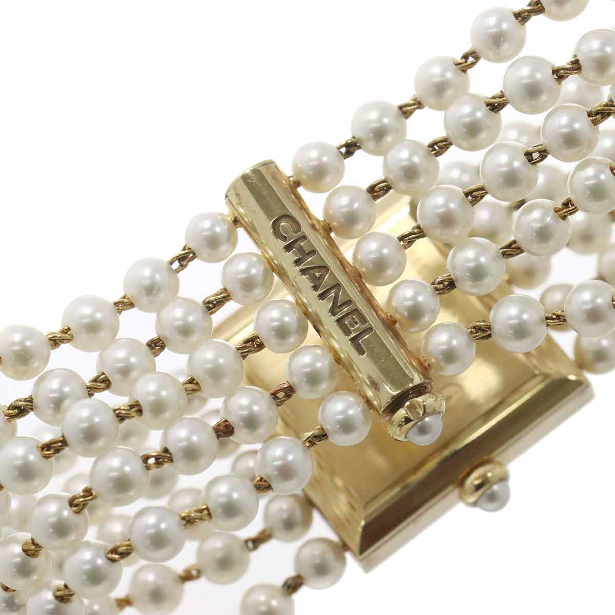 Chanel Mademoiselle Pearl Bracelet M Watch White 18K Yellow Gold Quartz — view 7
