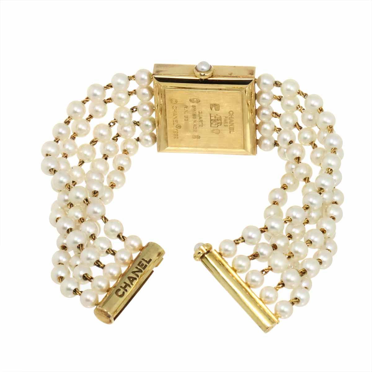 Chanel Mademoiselle Pearl Bracelet M Watch White 18K Yellow Gold Quartz — view 5