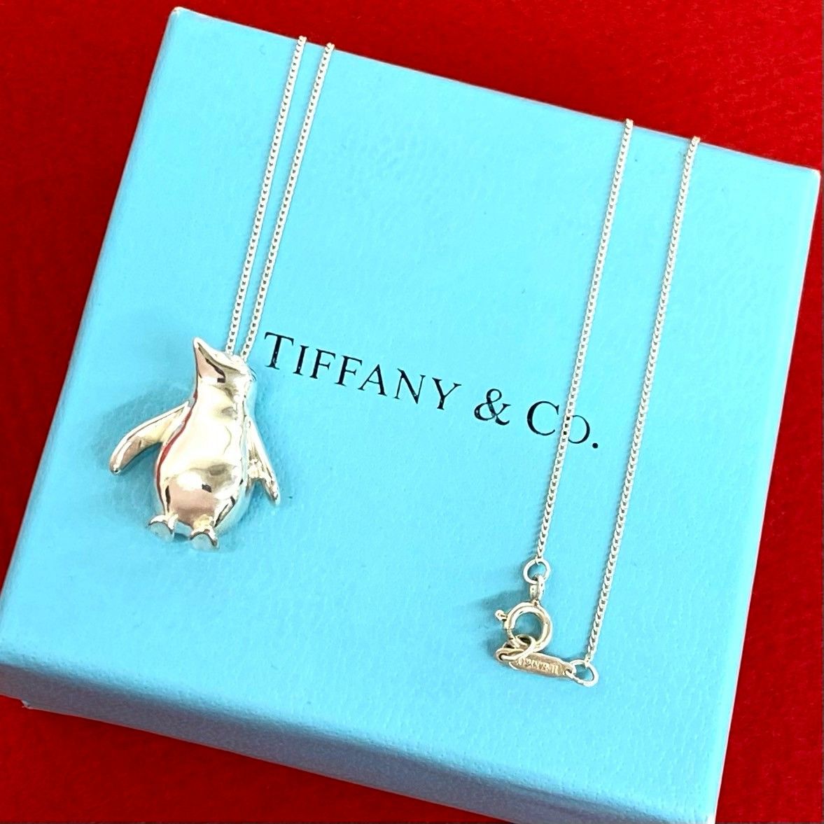Tiffany & Co Vintage Penguin Necklace 925 Sterling Silver Pendant Choker