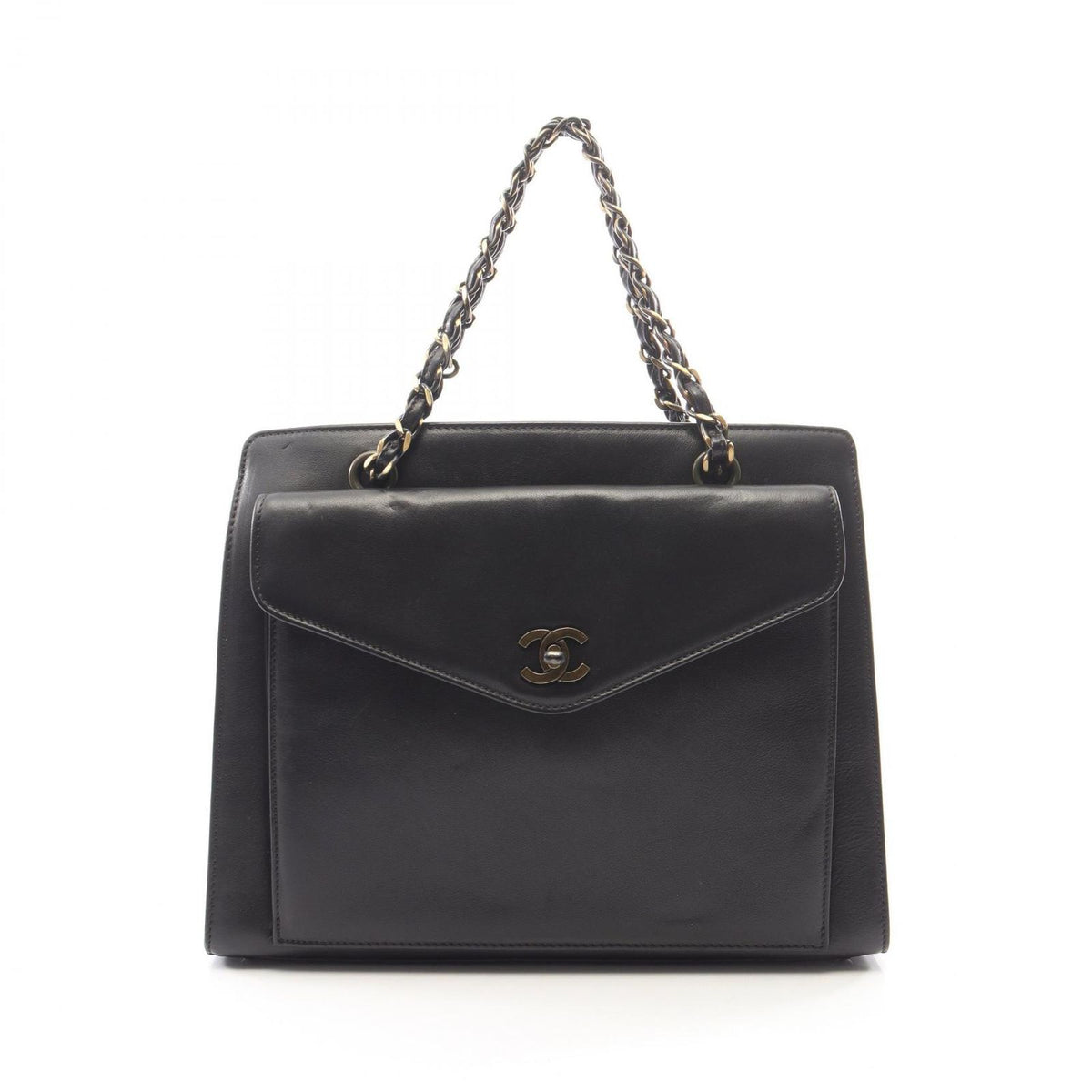 Chanel Handbag CC Logo Black Lambskin Chain