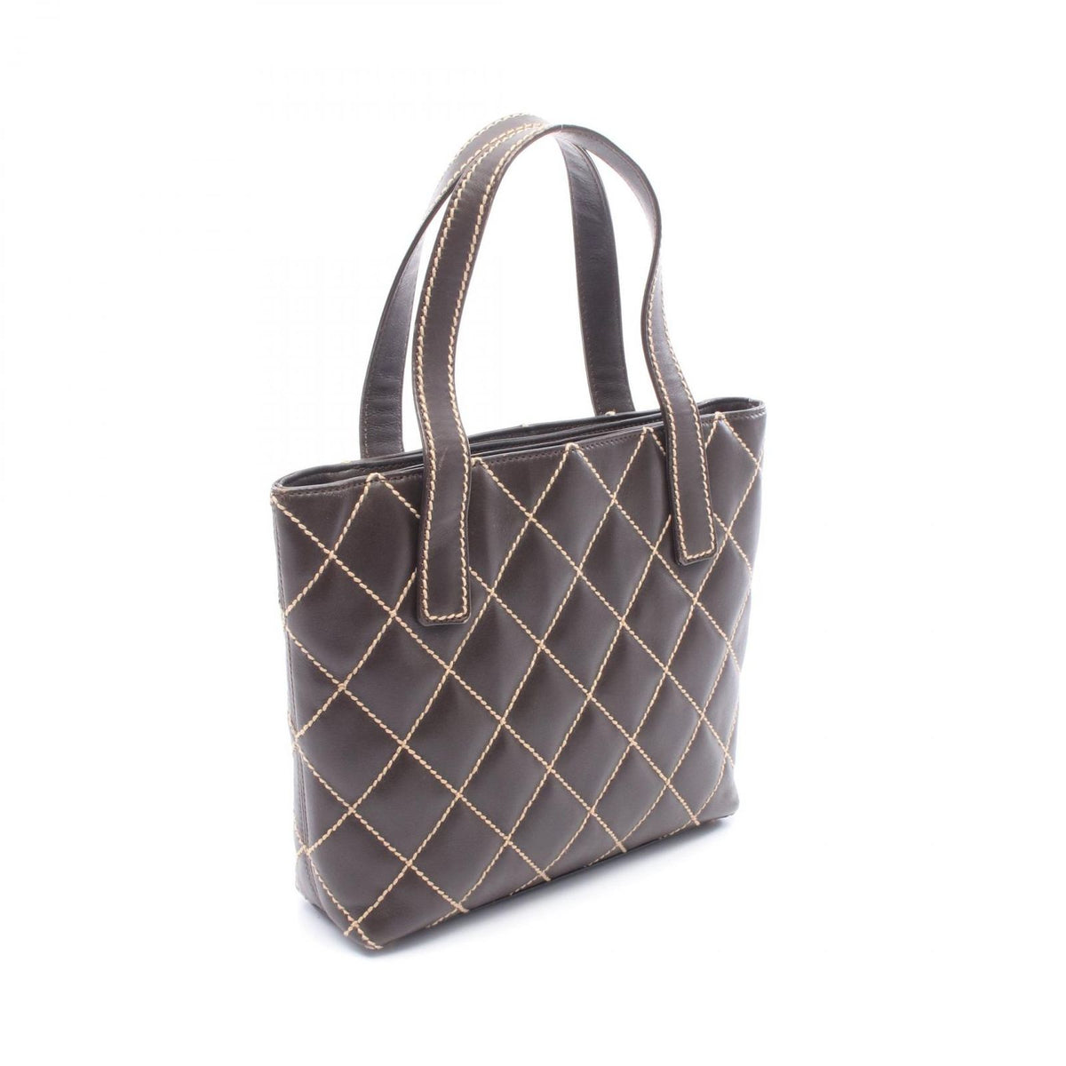 Chanel Tote Bag Wild Stitch Dark Brown Leather — view 2