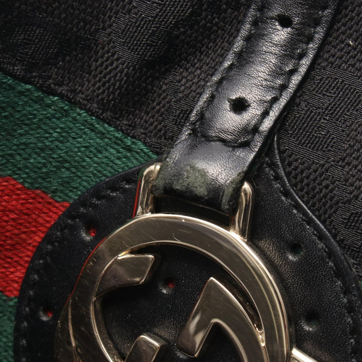 Gucci Shoulder Bag Interlocking GG Canvas Black Sherry Line — view 7