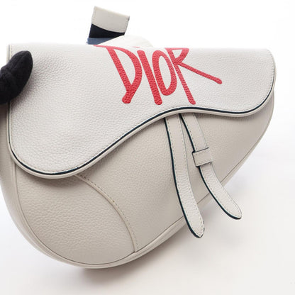 Dior Waist Bag Saddle White Navy Red Leather — view 5