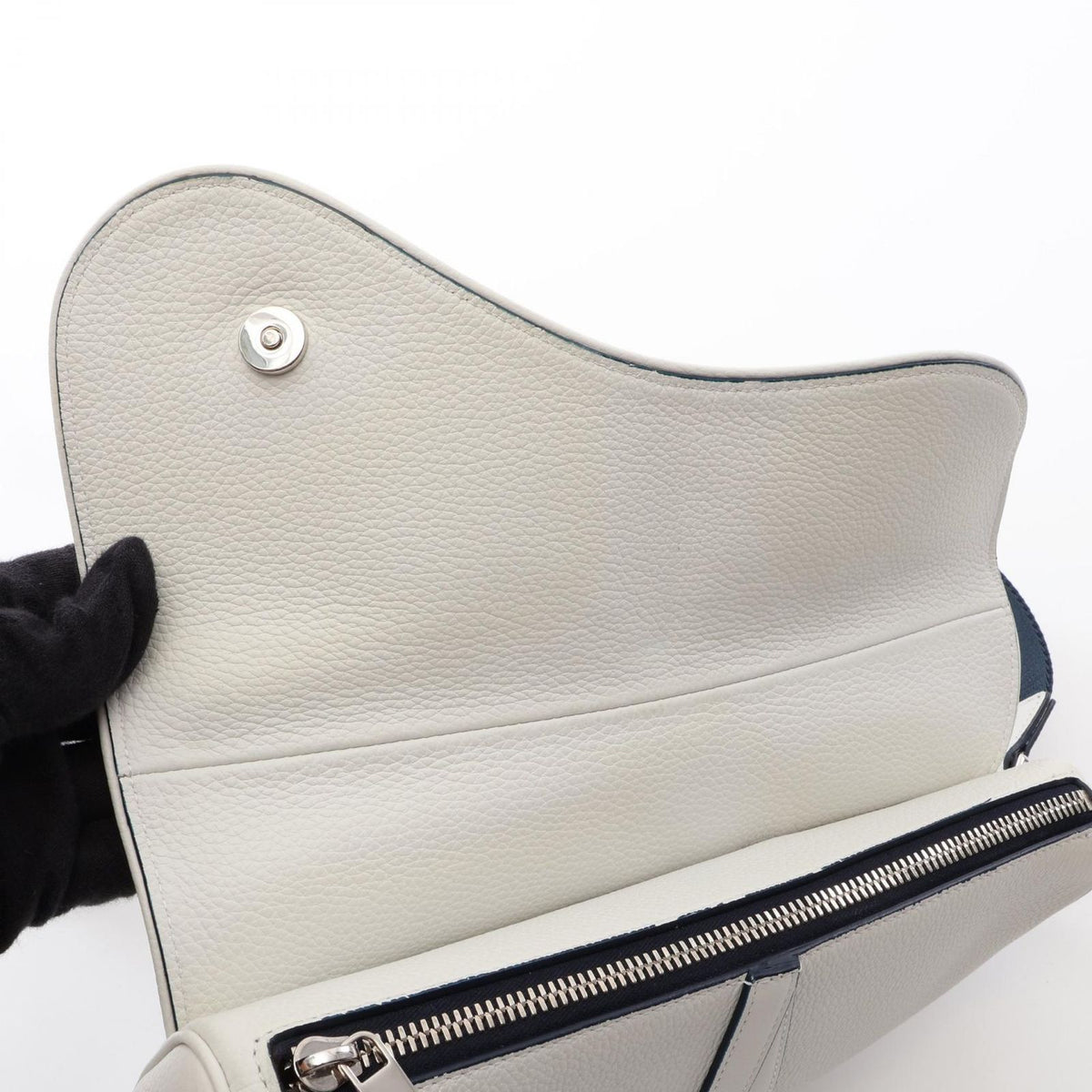 Dior Waist Bag Saddle White Navy Red Leather — view 7