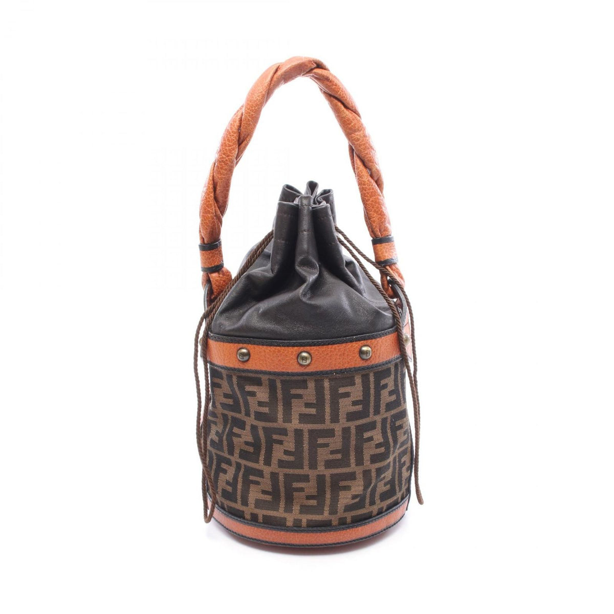 Fendi Zucca Bucket Bag Brown Canvas Leather