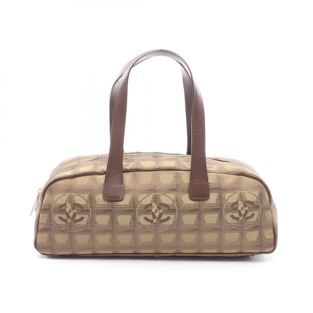 Chanel New Travel Line Khaki Leather Boston Bag