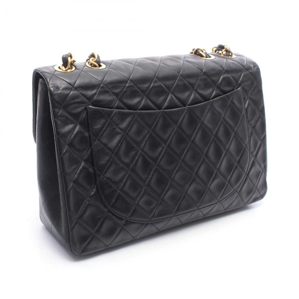 Chanel Shoulder Bag Maxi Quilted 34 Black Lambskin Chain — view 2