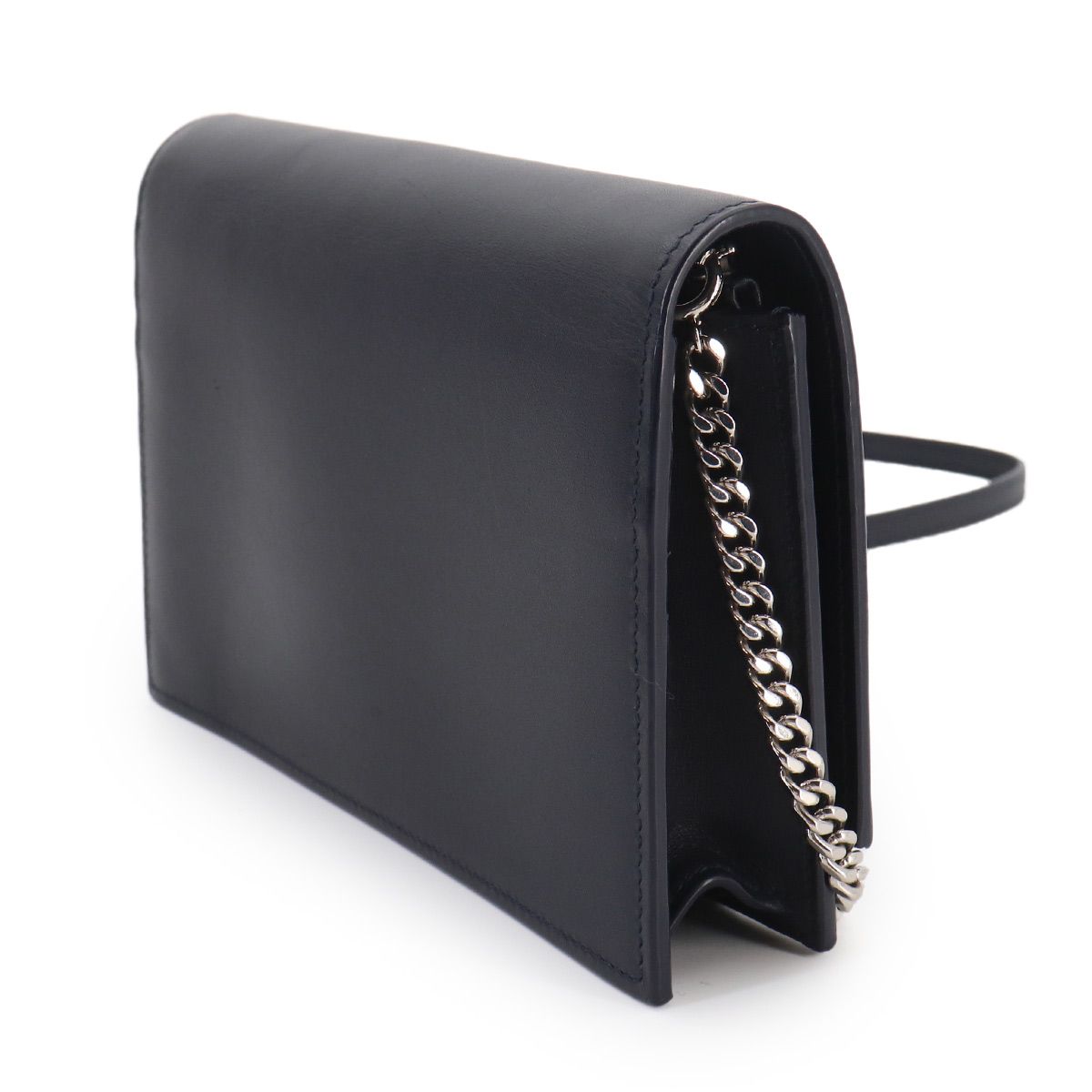 Saint Laurent Kate Chain Wallet Bifold Leather Navy Shoulder Bag — view 3
