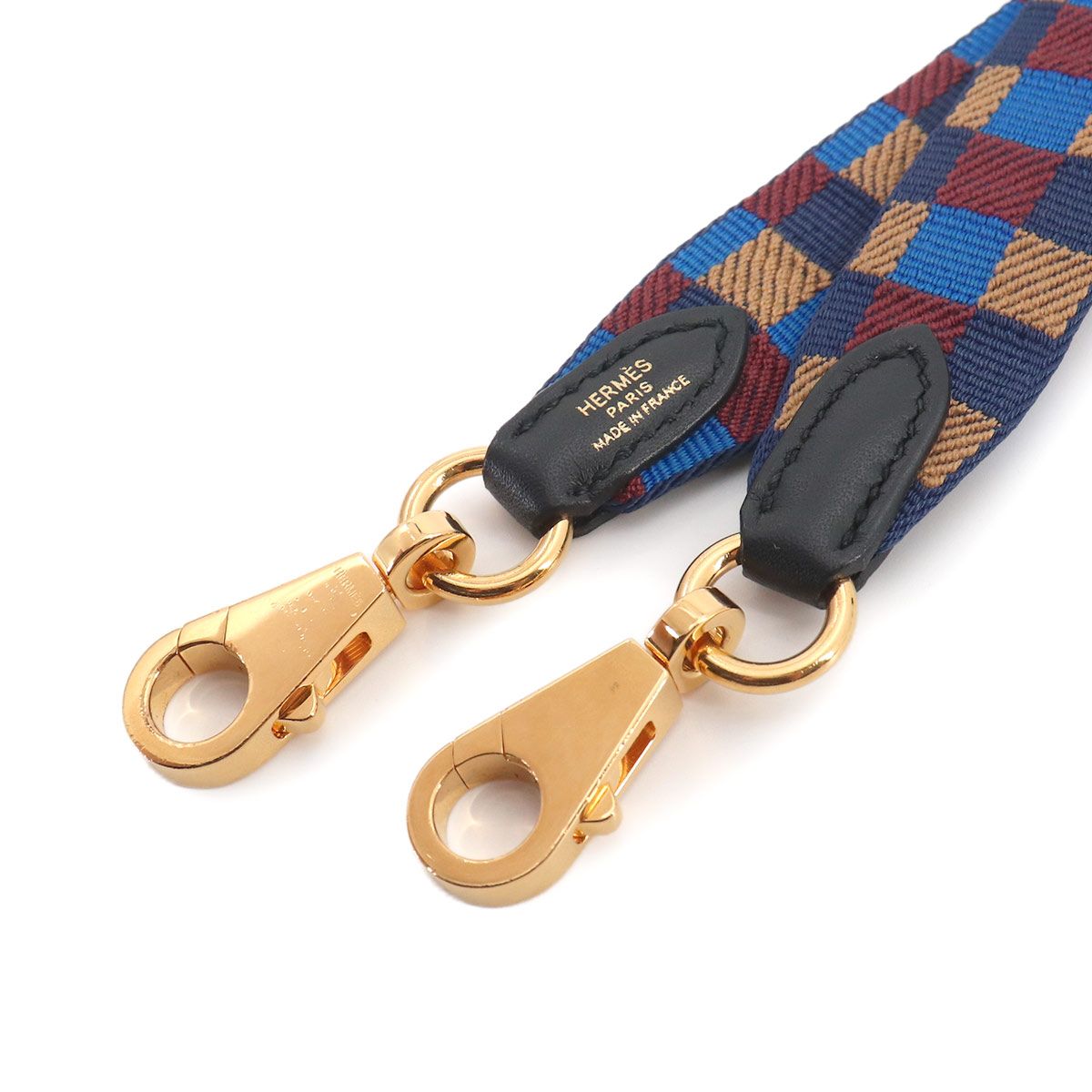 Hermes Bandouliere Maxi Quadrille 25 Shoulder Strap Toile Swift Blue Multicolor — view 4