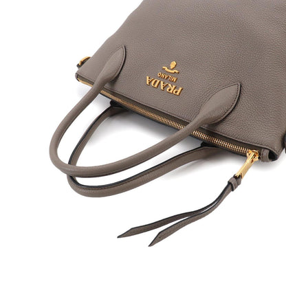 Prada 2-Way Leather Gray Gold Shoulder Bag — view 6