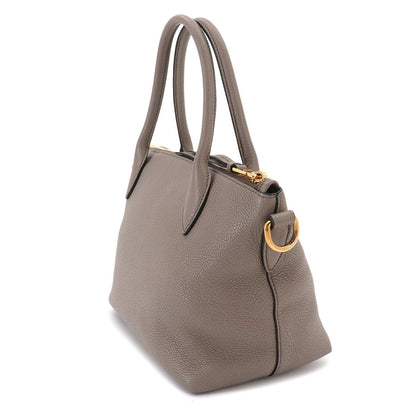 Prada 2-Way Leather Gray Gold Shoulder Bag — view 4