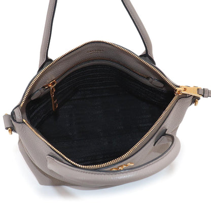 Prada 2-Way Leather Gray Gold Shoulder Bag — view 7
