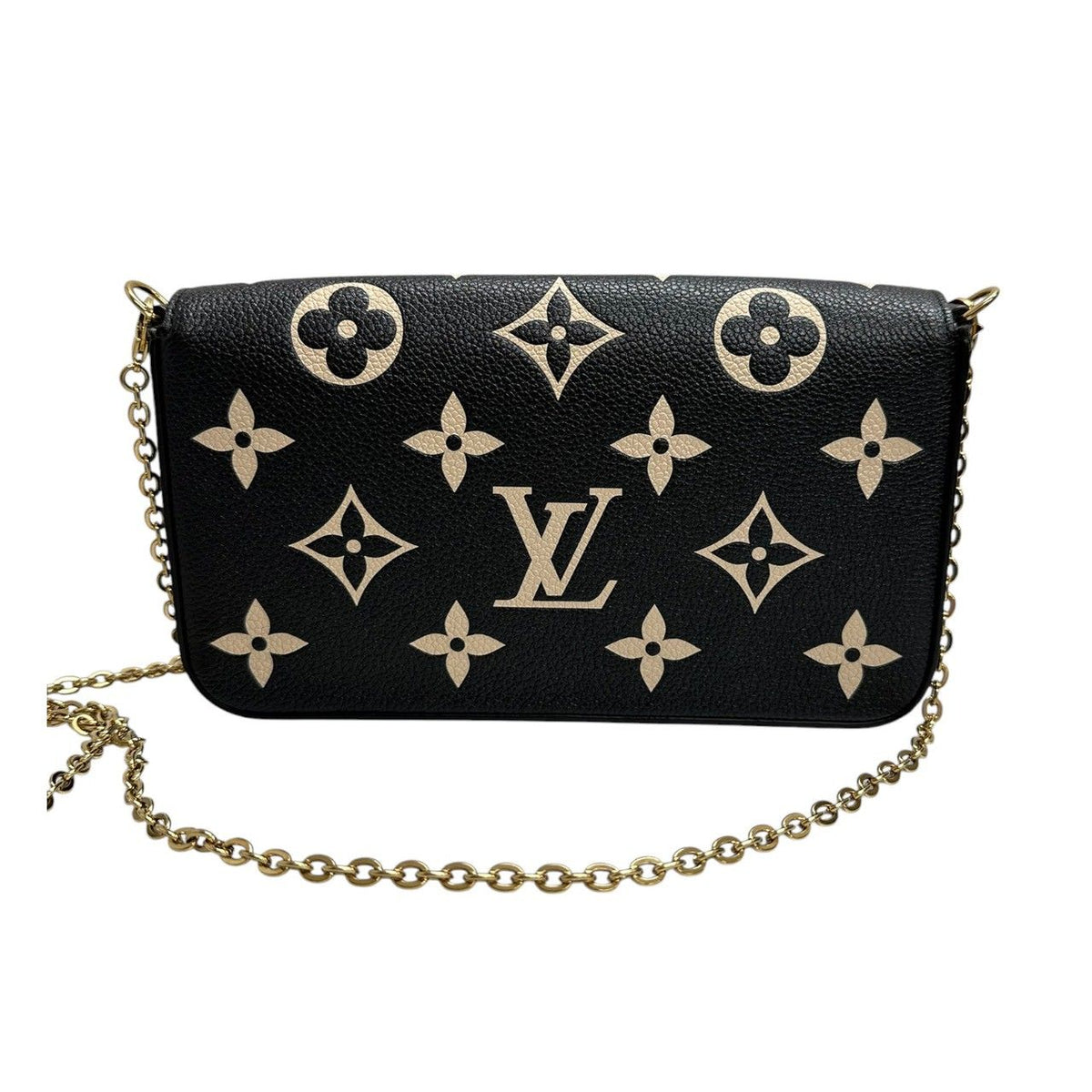 Louis Vuitton Monogram Empreinte Felicie Black Beige Gold Leather Shoulder Bag — view 2