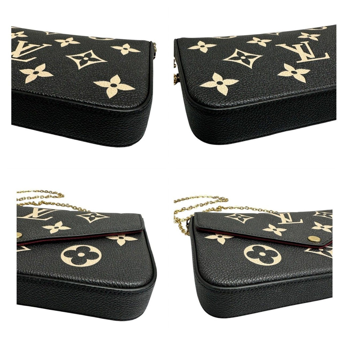 Louis Vuitton Monogram Empreinte Felicie Black Beige Gold Leather Shoulder Bag — view 6