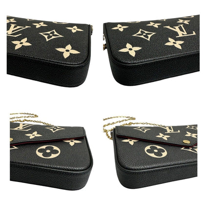 Louis Vuitton Monogram Empreinte Felicie Black Beige Gold Leather Shoulder Bag — view 6