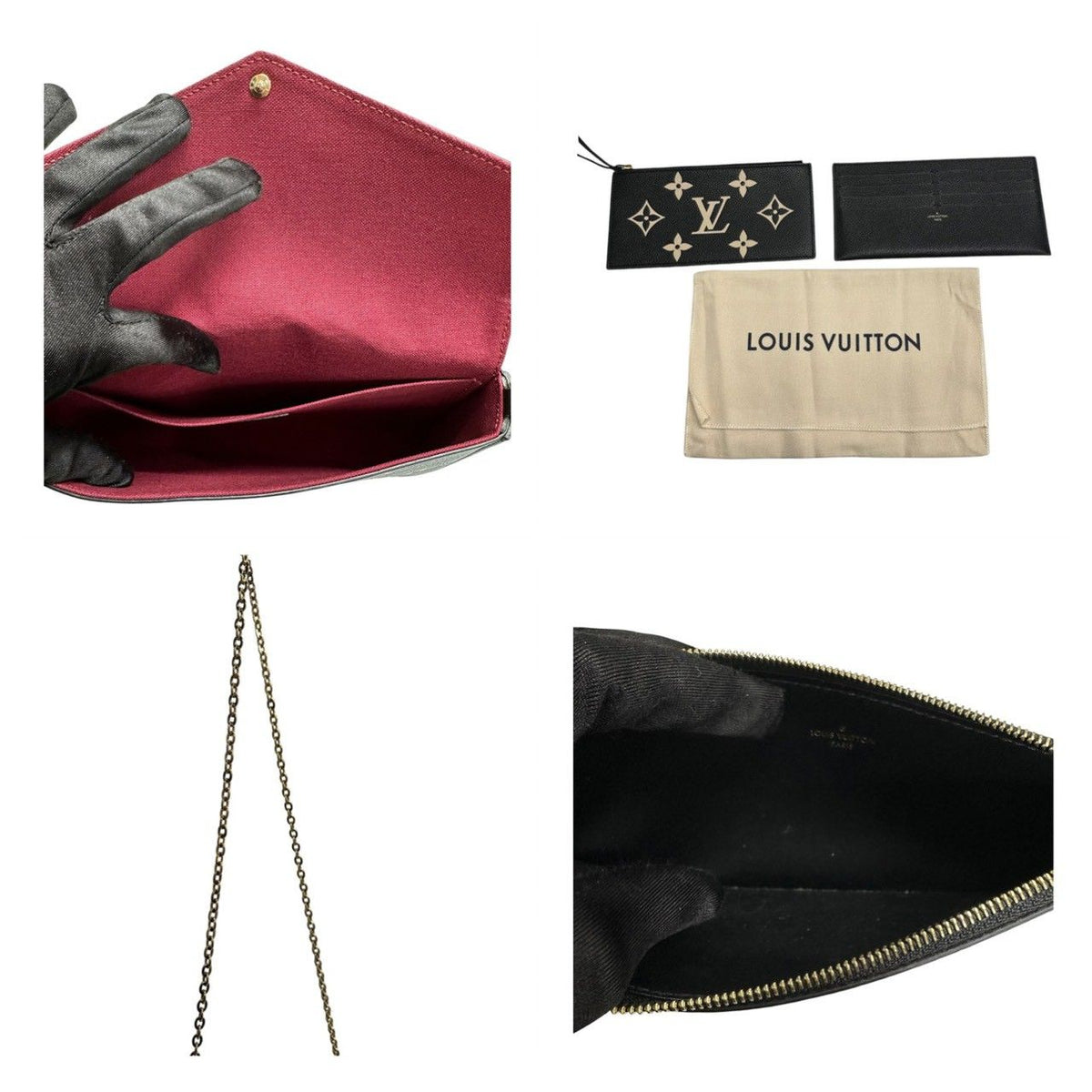 Louis Vuitton Monogram Empreinte Felicie Black Beige Gold Leather Shoulder Bag — view 7