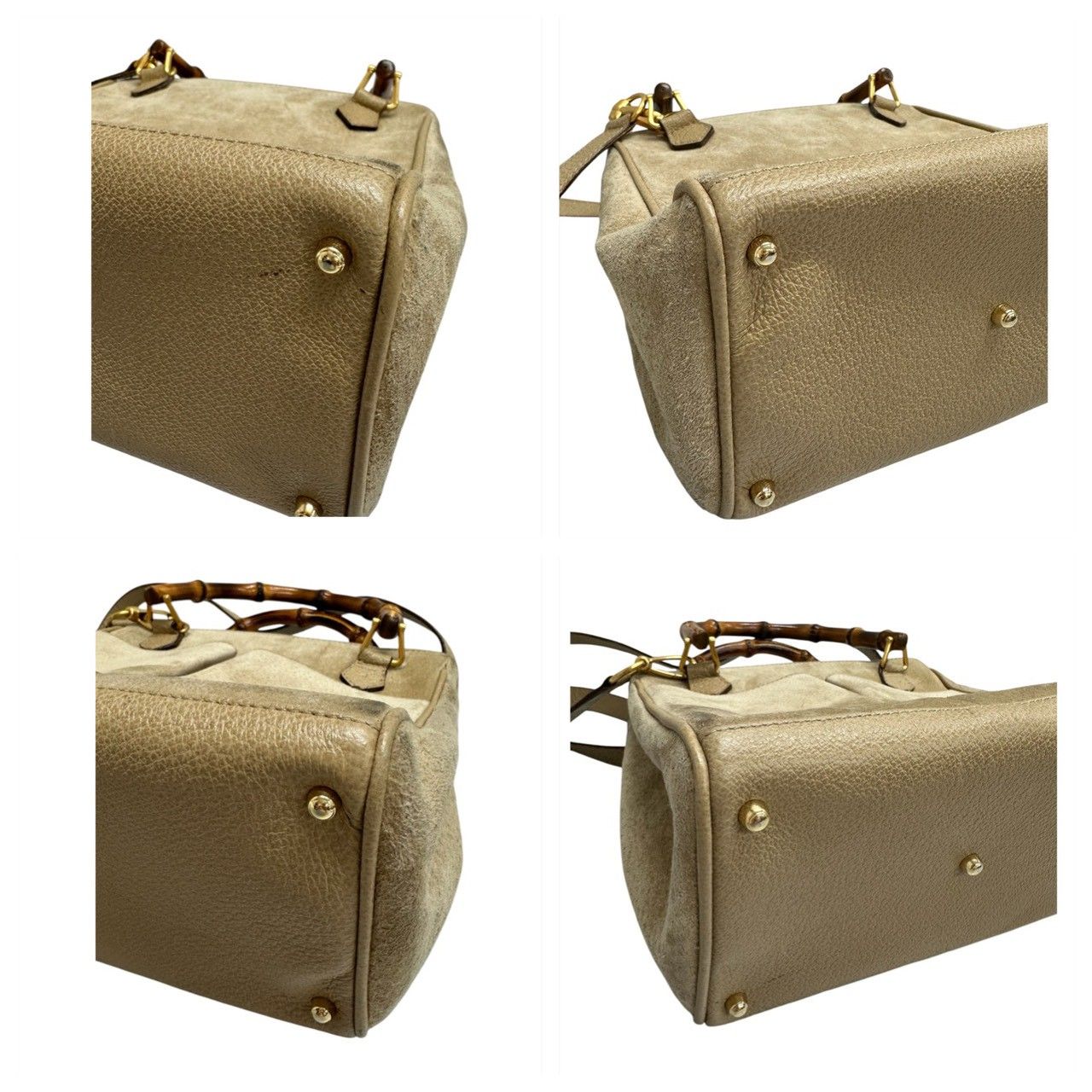 Gucci Vintage Bamboo Beige Gold Leather Shoulder Bag — view 8