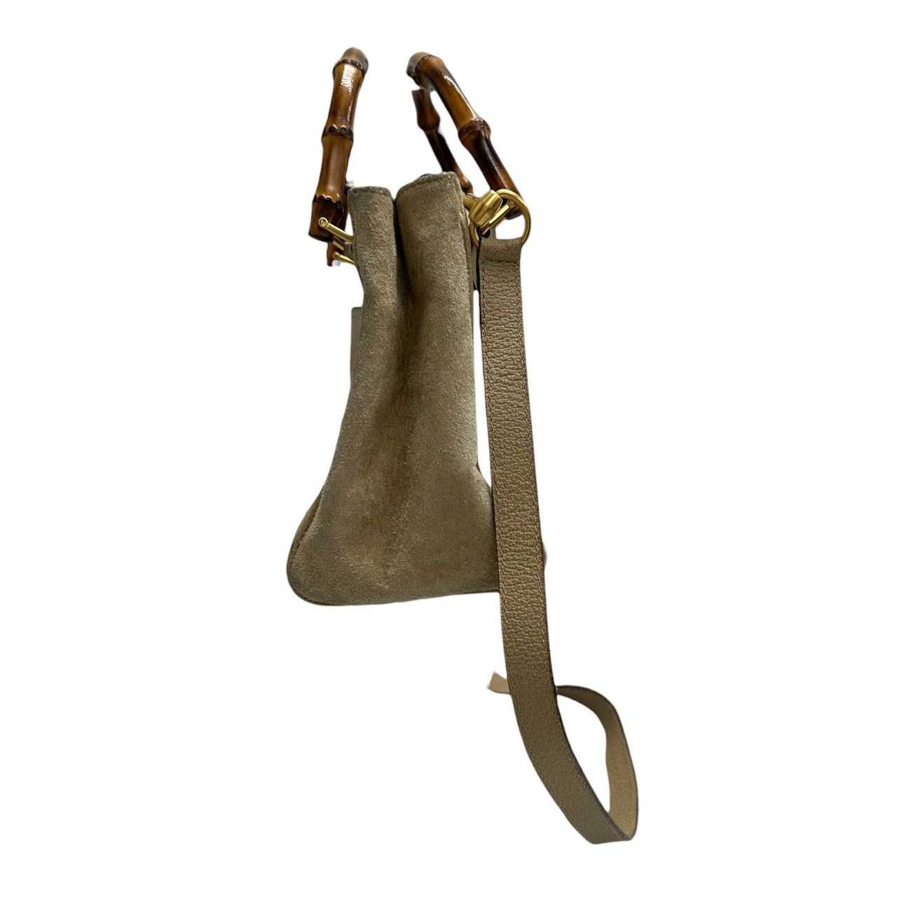 Gucci Vintage Bamboo Beige Gold Leather Shoulder Bag — view 4