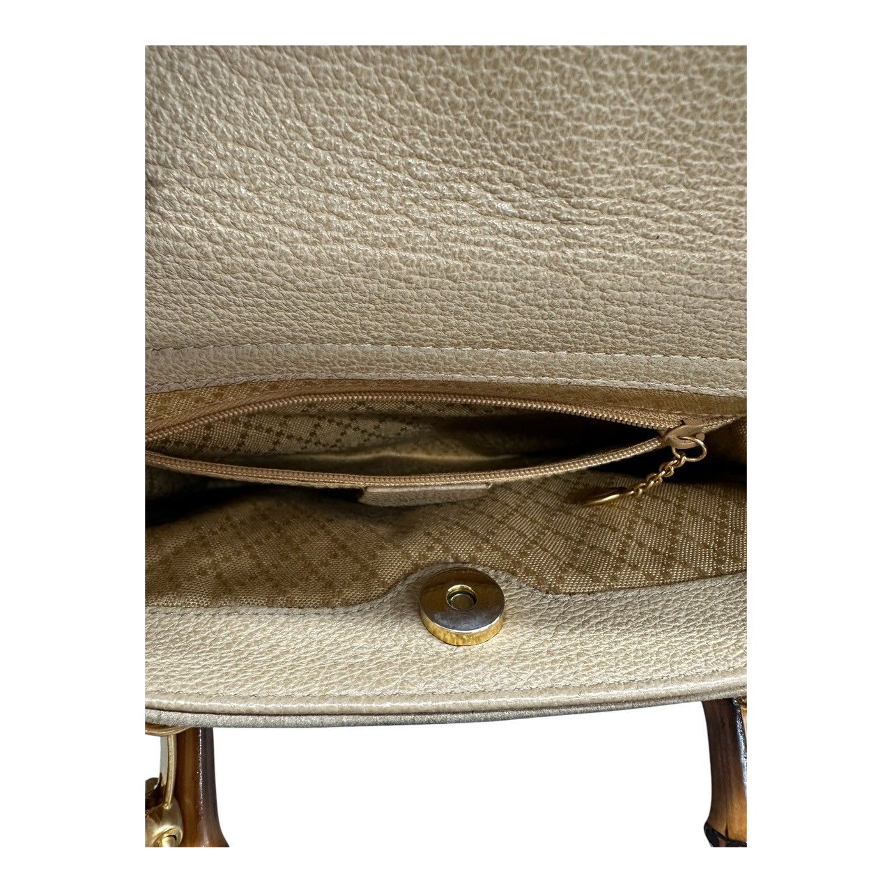 Gucci Vintage Bamboo Beige Gold Leather Shoulder Bag — view 6