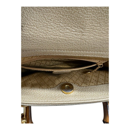 Gucci Vintage Bamboo Beige Gold Leather Shoulder Bag — view 6