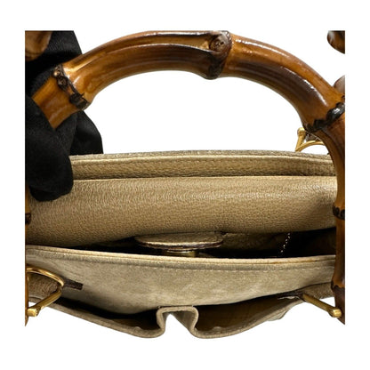 Gucci Vintage Bamboo Beige Gold Leather Shoulder Bag — view 5