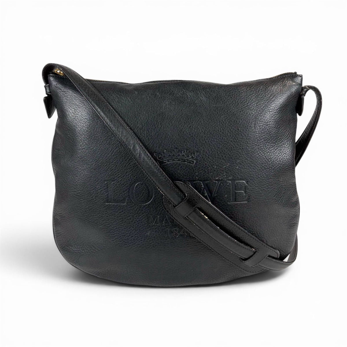 Loewe Heritage Shoulder Bag Cross Black Leather Vintage