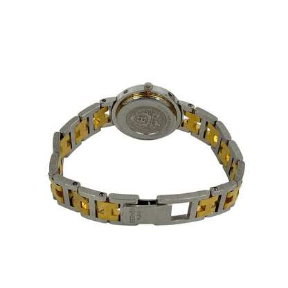Hermes Clipper Stainless Steel Quartz Watch Wristwatch Silver Gold — view 8