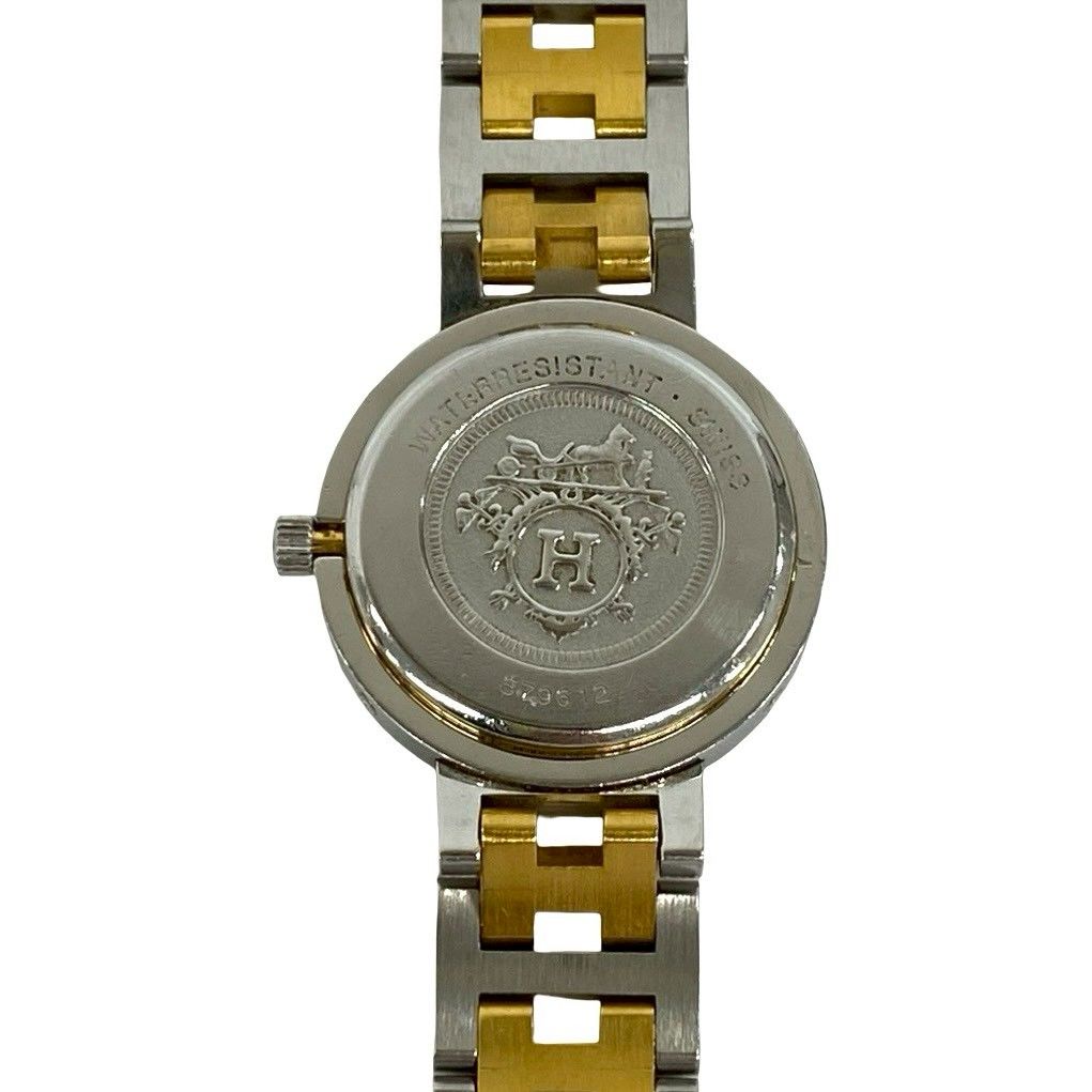 Hermes Clipper Stainless Steel Quartz Watch Wristwatch Silver Gold — view 5