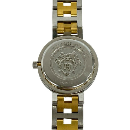 Hermes Clipper Stainless Steel Quartz Watch Wristwatch Silver Gold — view 5