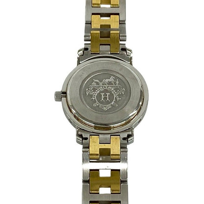 Hermes Clipper Stainless Steel Quartz Watch Wristwatch Silver Gold — view 5