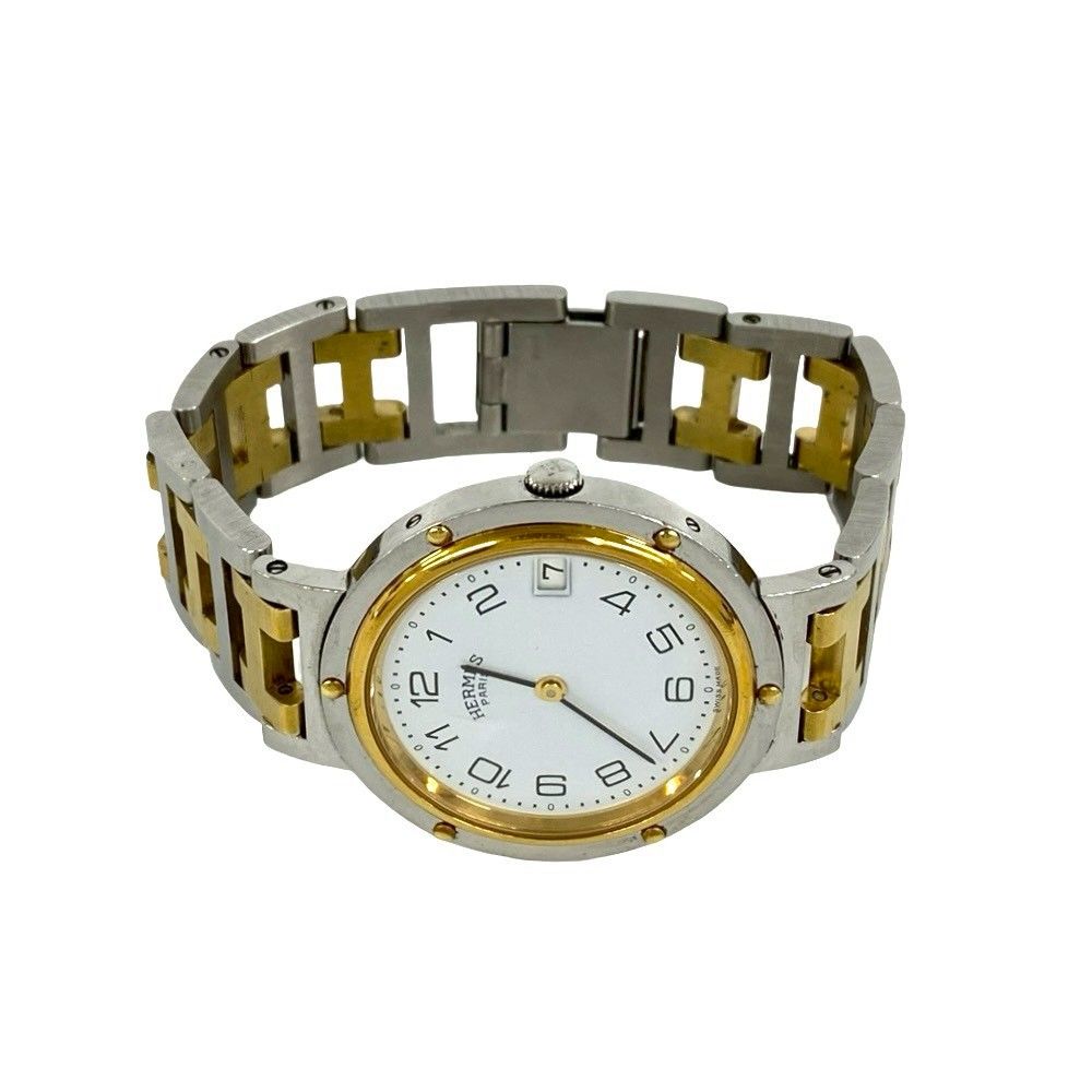 Hermes Vintage Clipper Stainless Steel Quartz Watch Silver Gold — view 7