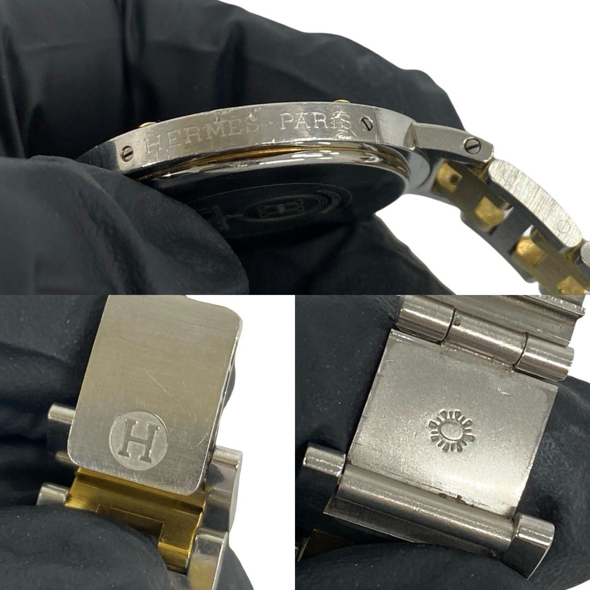 Hermes Vintage Clipper Stainless Steel Quartz Watch Silver Gold — view 3