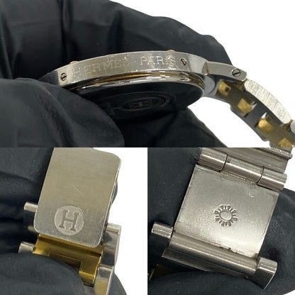 Hermes Vintage Clipper Stainless Steel Quartz Watch Silver Gold — view 3