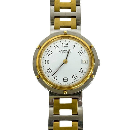 Hermes Vintage Clipper Stainless Steel Quartz Watch Silver Gold — view 4