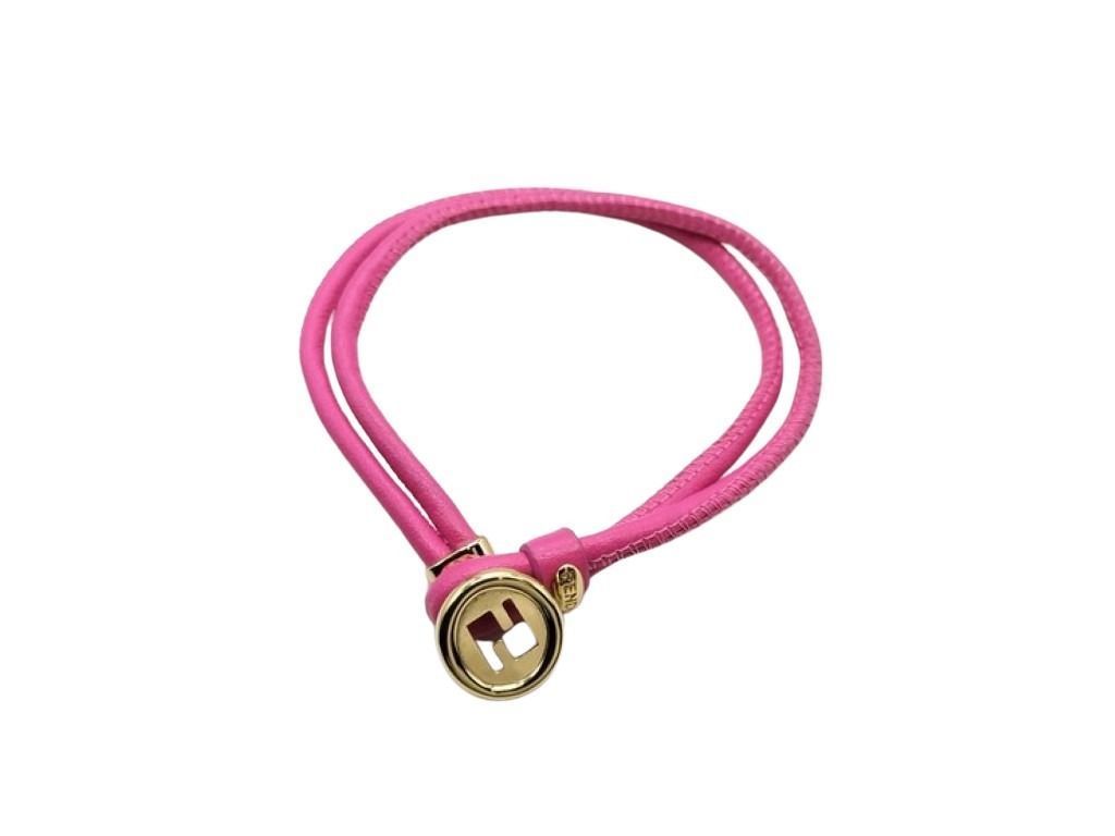 Fendi Bracelet Pink Metal Leather Gold