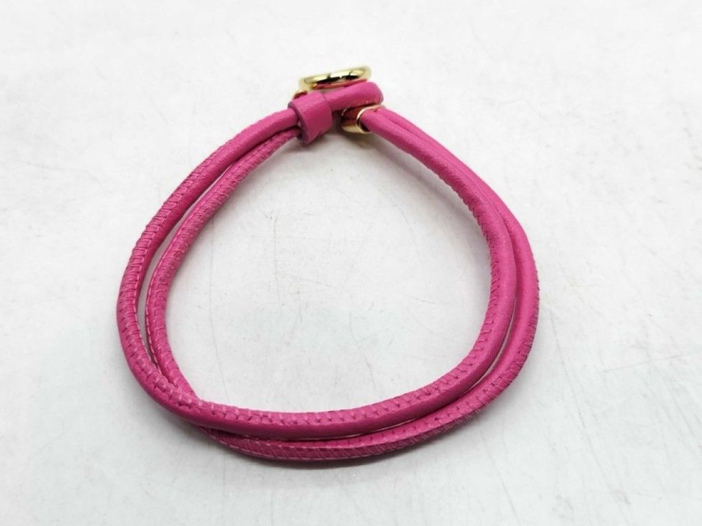 Fendi Bracelet Pink Metal Leather Gold — view 2