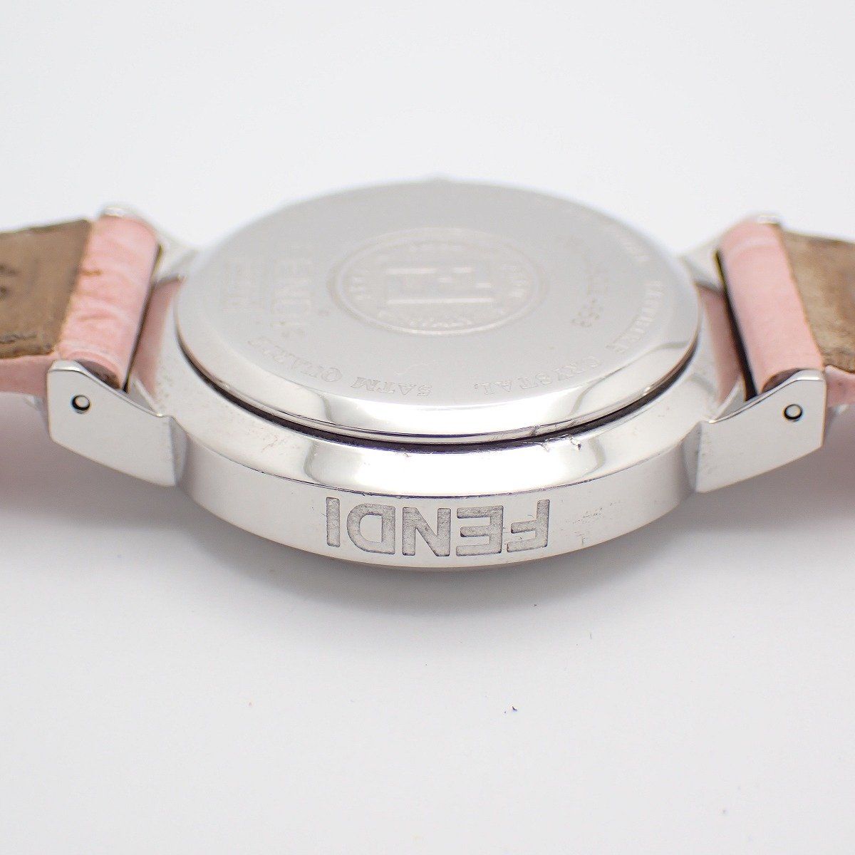 Fendi Zucca Chronograph Quartz Watch Pink Shell Dial Leather Pawn — view 8