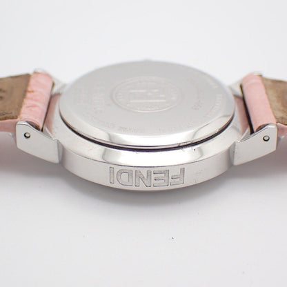 Fendi Zucca Chronograph Quartz Watch Pink Shell Dial Leather Pawn — view 8