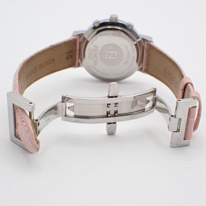 Fendi Zucca Chronograph Quartz Watch Pink Shell Dial Leather Pawn — view 6