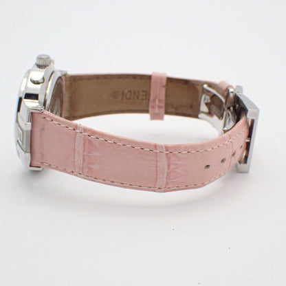 Fendi Zucca Chronograph Quartz Watch Pink Shell Dial Leather Pawn — view 5