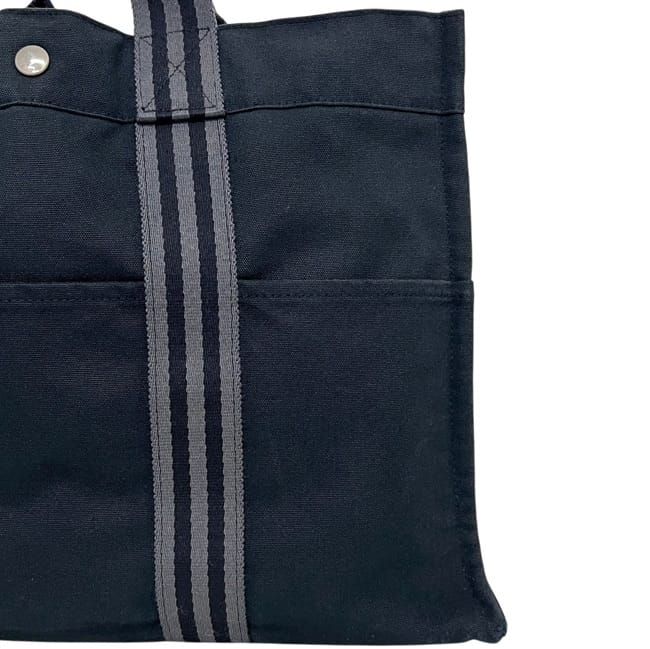 Hermes Tote Bag Fourre Tout MM Black Gray Lightweight Cotton Canvas Document — view 5