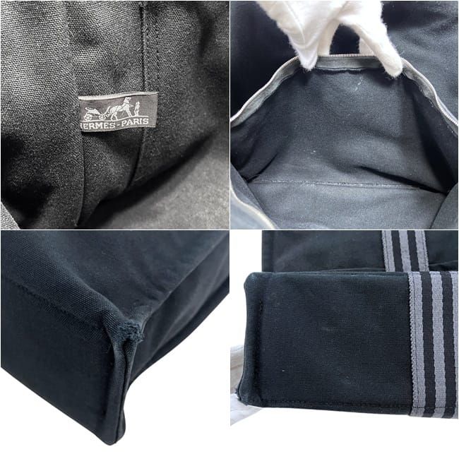 Hermes Tote Bag Fourre Tout MM Black Gray Lightweight Cotton Canvas Document — view 3