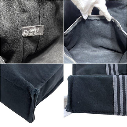 Hermes Tote Bag Fourre Tout MM Black Gray Lightweight Cotton Canvas Document — view 3