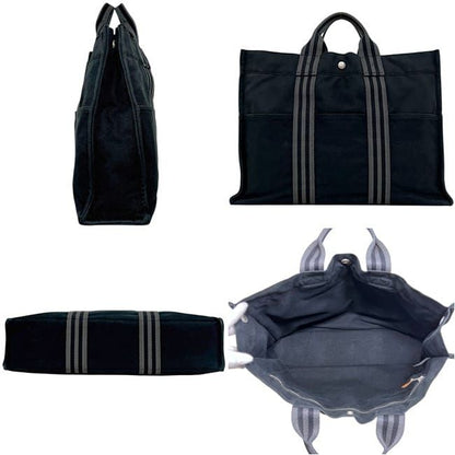 Hermes Tote Bag Fourre Tout MM Black Gray Lightweight Cotton Canvas Document — view 2